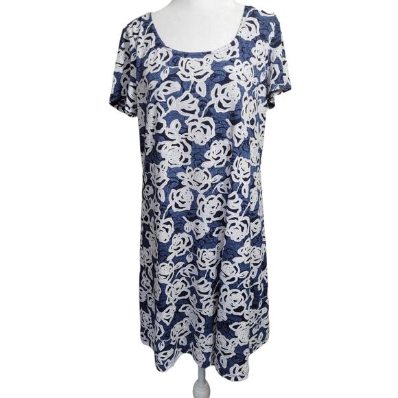 Ronni + Nicole Blue Floral Jacquard Career Dress Size 8 Modest Church Romantic - Picture 1 of 8